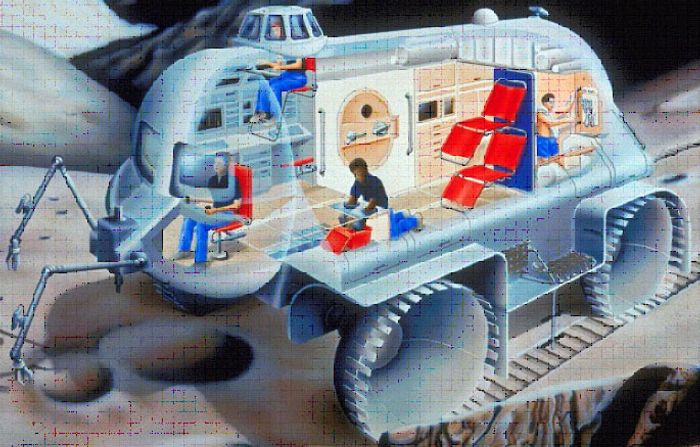 A concept for a proposed lunar rover from 1990 A concept for a proposed lunar rover from 1990